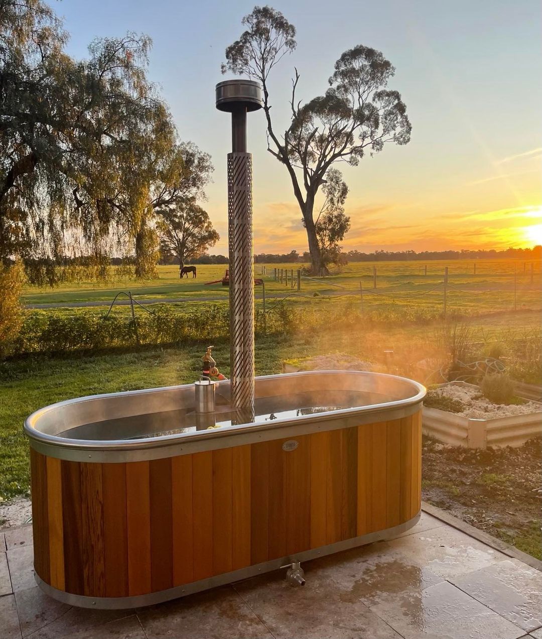Cedar & Stainless Steel Outdoor Baths