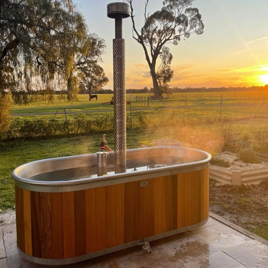 Cedar & Stainless Steel Wood-Fired Outdoor Bath | Stoked Stainless ...