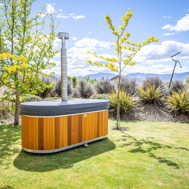 Cedar And Stainless Steel Wood Fired Outdoor Bath Stoked Stainless 4655